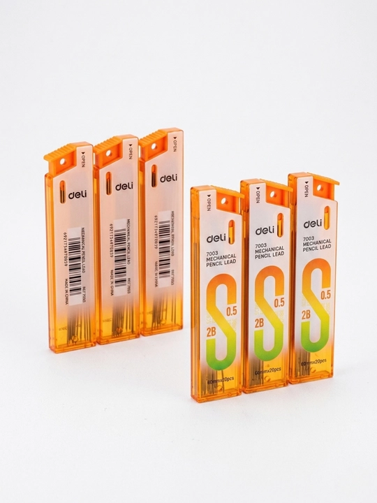 Mexanik qalam uchun grifellar Deli 7003, 0.5 mm, 2B, to‘plamda 3 quti - 