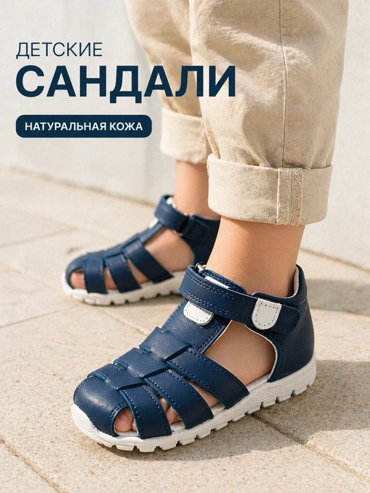 Сандалии детские кожаные ортопедические для мальчиков летние Турция - 