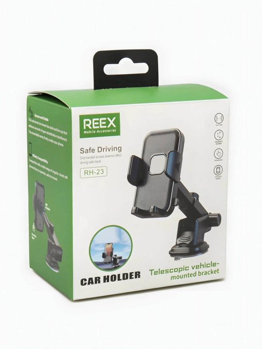 Держатель REEX RH-23 для смартфонов, надежный, на приборную панель, черный - 