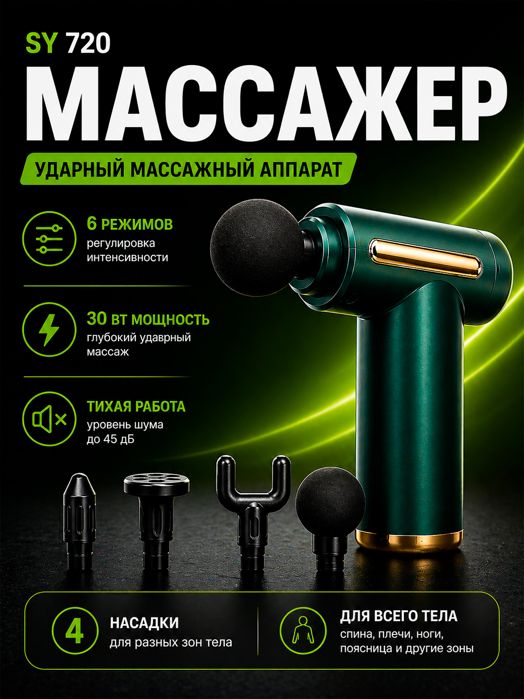Массажер SY 720, ударный массажный аппарат - 
