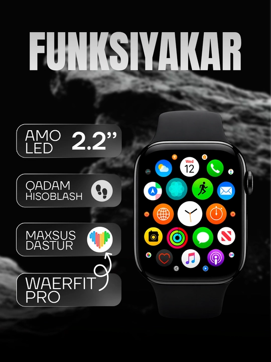 Умные часы Iwatch Series 11 Pro Max Black Bluetooth сенсорный экран Android iOS