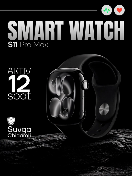 Умные часы Iwatch Series 11 Pro Max Black Bluetooth сенсорный экран Android iOS - 