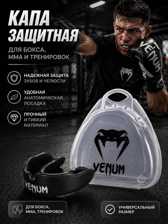 Капа защитная спортивная для бокса, MMA и единоборств универсальная силиконовая - 