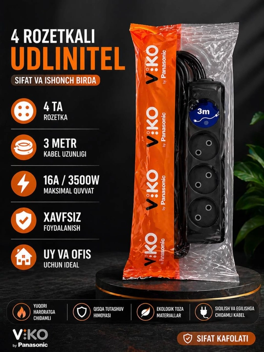 2 va 4-uzaytirgich rozetkalar 3 m 5 m kabel oq qora elektr uzaytirgich - 