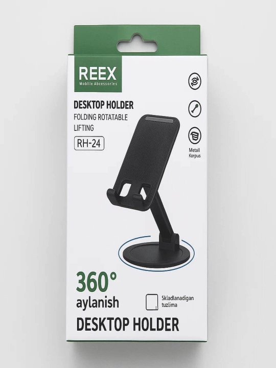 Держатель для телефона REEX RH-24 — вращающийся на 360°, складной, регулируемый по высоте