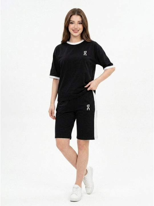 Ayollar sport kiyim to‘plami (oversize futbolka + short) — qulay va universal (on) - 