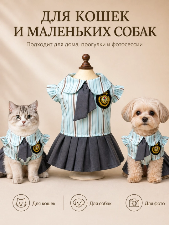 Костюм для кошек и маленьких собак, платье с юбкой для питомца - 
