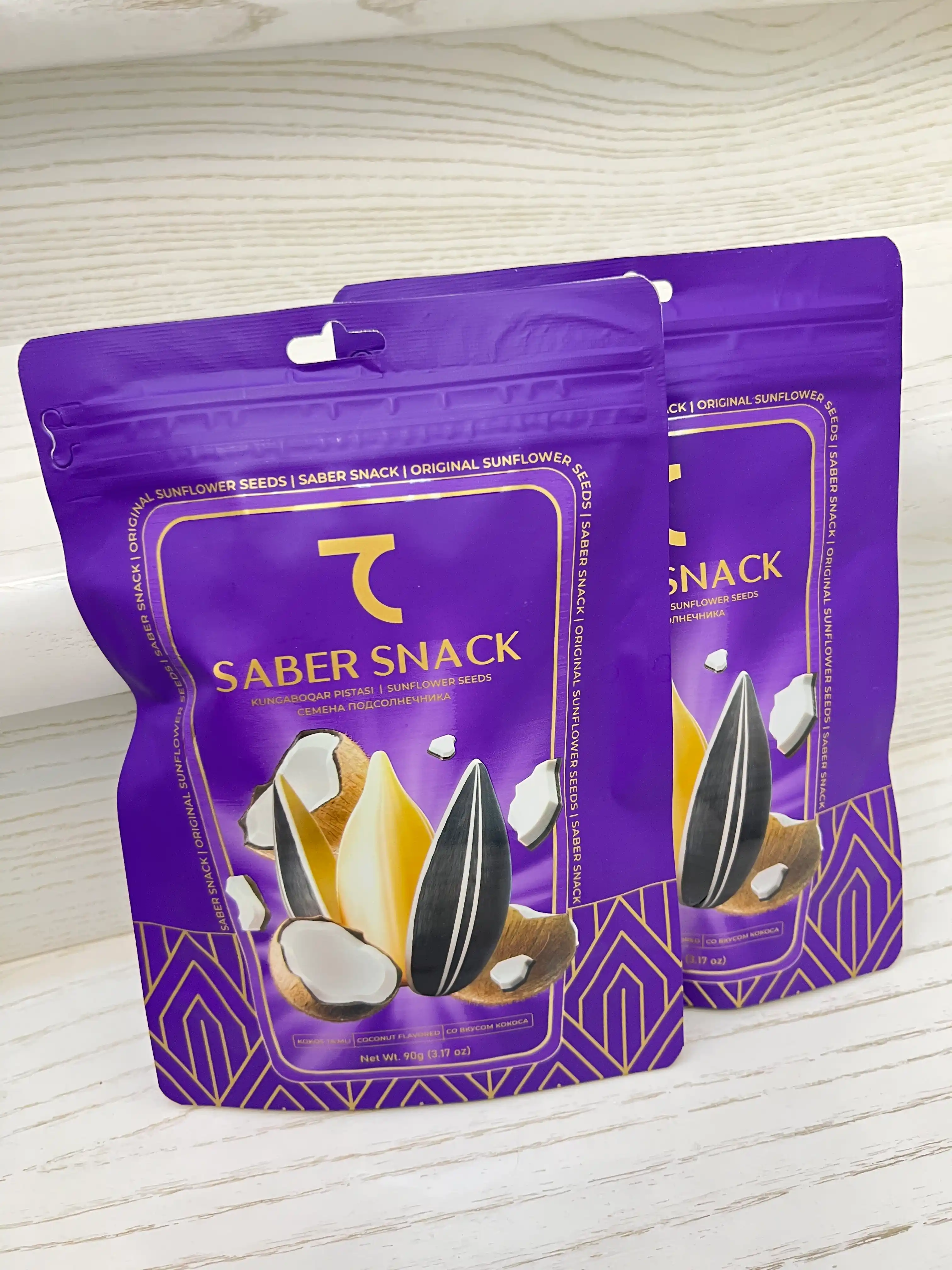 Saber Snack’dan kokos ta’mli kungaboqar urug‘lari, vakuumli qadoqda 90 gr