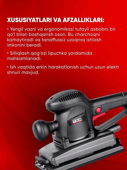 TEH TS11533 elektr yassi silliqlash mashinasi, 350 Vt, 220 V, 10 000 ayl/min