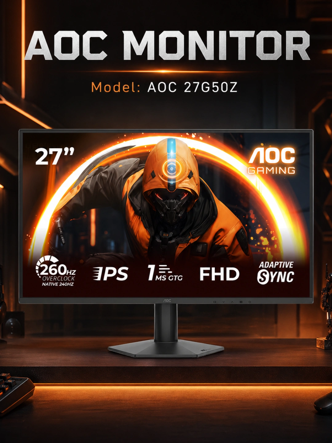 Монитор AOC — 27″ изогнутый игровой, VA, 0,3 мс, 300 Гц, FHD (1920×1080), HDMI+DP за 2899000 сум со скидкой 34%. Uzum Market