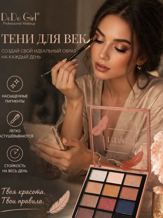 TEN - Тени для век, профессиональные тени для век DoDo Girl, 12 цветов