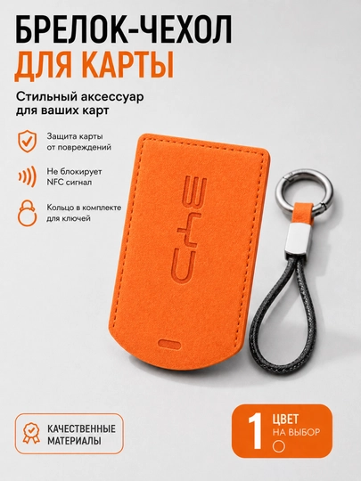 Брелок-чехол для карты с кольцом для ключей (компактный, матовый) — CARLUXE-КАРТХОЛДЕР-ОРАНЖ
