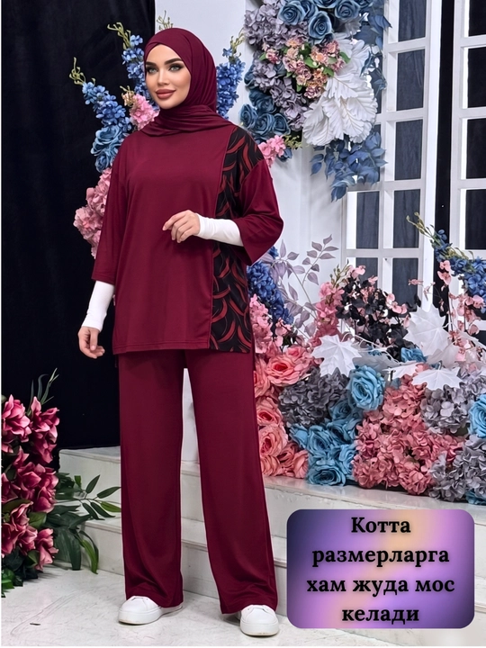 VIOLA, ayollar kostyumi, dvoyka, katta o‘lchamli, dumoloq yoqa