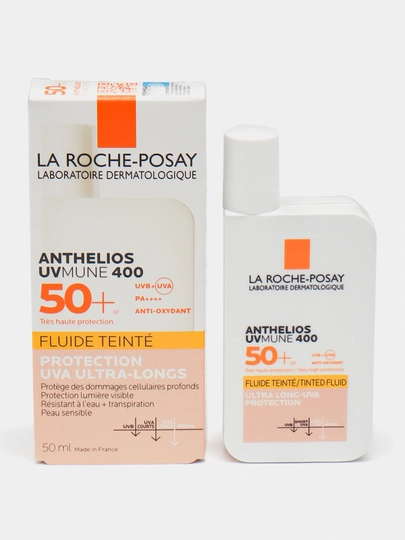 Солнцезащитный тонирующий флюид для лица SPF 50+ / PPD 42,  ANTHELIOS UVMUNE 400, 50 мл - 
