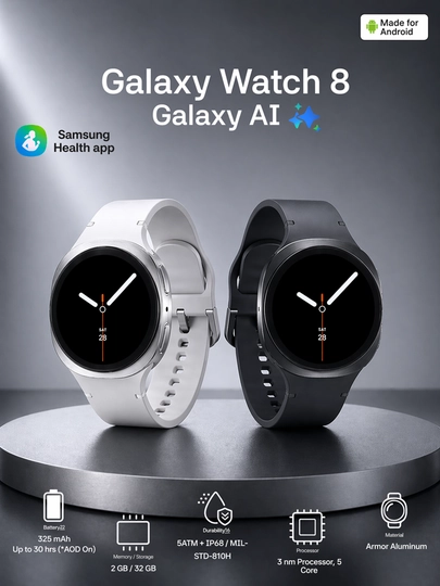 Умные часы Samsung Galaxy Watch 8 (40/44/46 мм) - NFC, AI, Super AMOLED экран