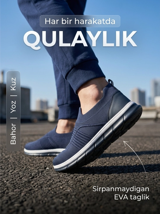 Erkaklar sliponi, bahorgi yozgi poyabzal, 39-43 o‘lchamlar