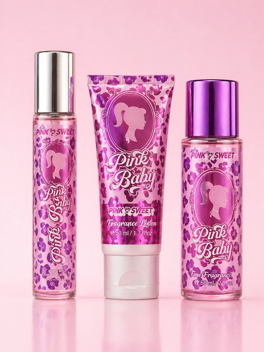 Pink Baby набор из 3 средств: спрей для тела лосьон и парфюм красивый вариант для подарка