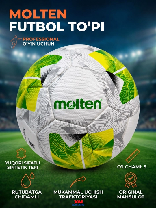 Futbol to'pi MOLTEN 5 o‘lcham quyma koptok mashg‘ulot va o‘yinlar uchun - 
