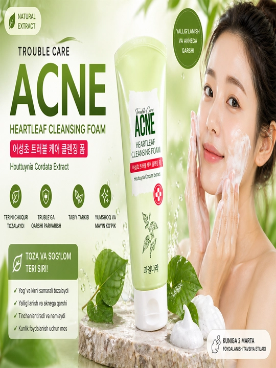 Пенка для умывания Acne Heartleaf – против акне, для жирной и проблемной кожи - 