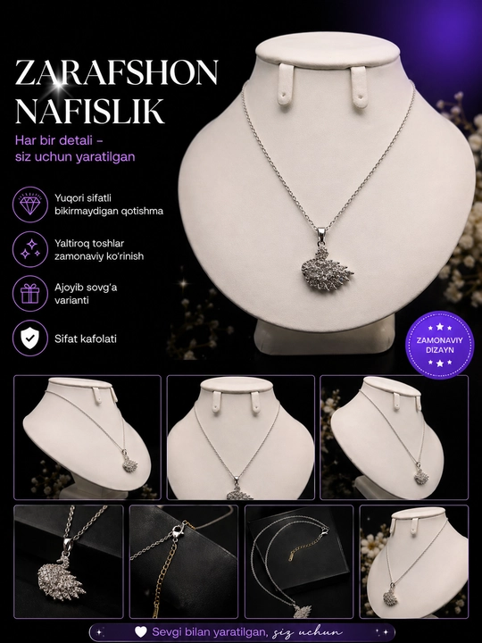 Kumush rangli kulonli zanjir – nafis va zamonaviy dizayn - 