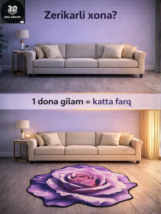 3D vannaga gilam, sirpanmaydigan gilamlar, bolalar uchun gilamcha, yumshoq gilamlar