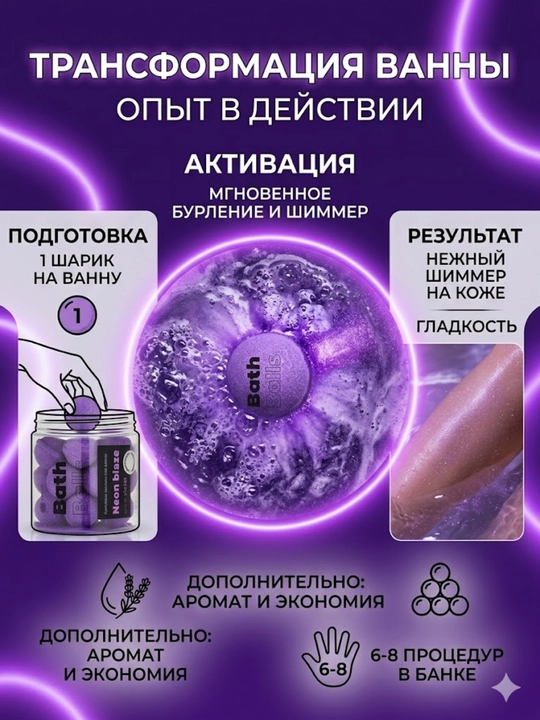 Шарики для ванны бурлящие FABRIK Cosmetology NEON BLAZE 300 гр