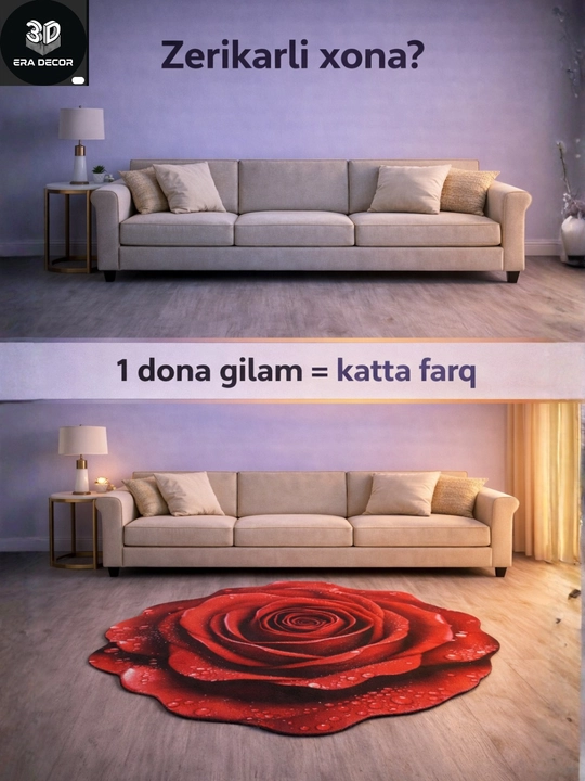 3D vannaga gilam, sirpanmaydigan gilamlar, bolalar uchun gilamcha, yumshoq gilamlar