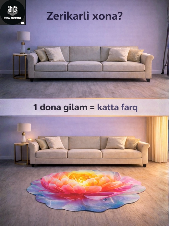 3D vannaga gilam, sirpanmaydigan gilamlar, bolalar uchun gilamcha, yumshoq gilamlar