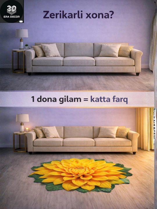 3D vannaga gilam, sirpanmaydigan gilamlar, bolalar uchun gilamcha, yumshoq gilamlar