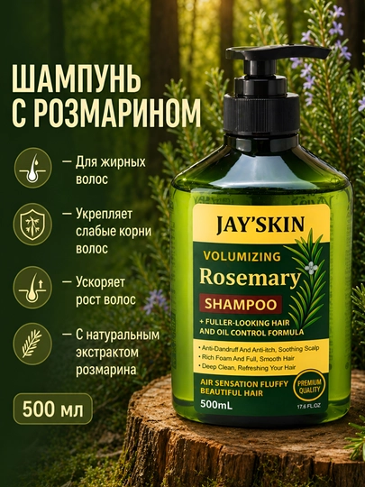 Розмариновый шампунь для укрепления и роста волос, Jay'skin Canada, 500 мл