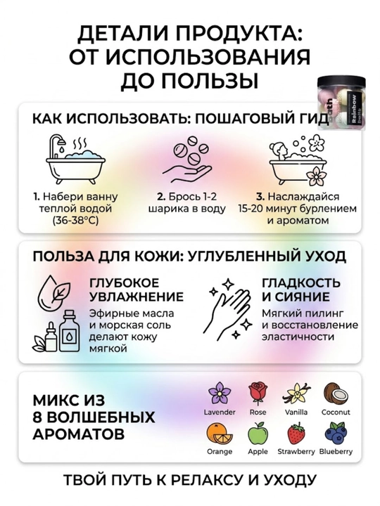 Набор бурлящих шариков для ванны Fabrik Cosmetology Rainbow Balls 300 гр