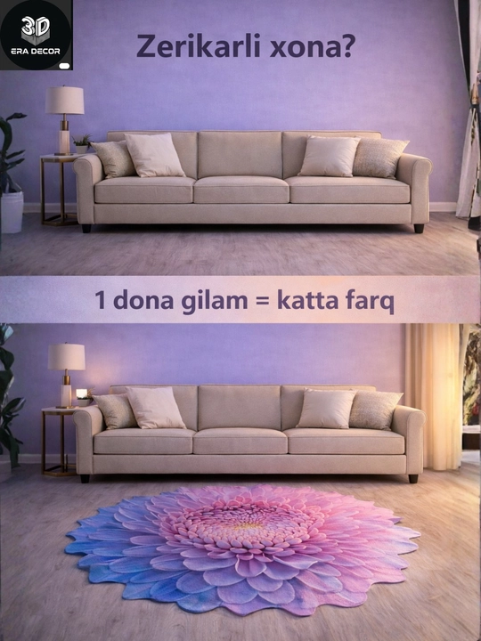 3D vannaga gilam, sirpanmaydigan gilamlar, bolalar uchun gilamcha, yumshoq gilamlar