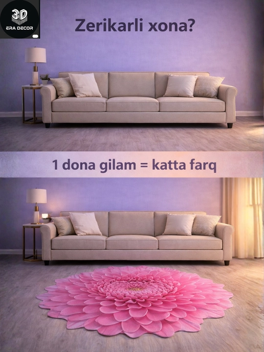 3D vannaga gilam, sirpanmaydigan gilamlar, bolalar uchun gilamcha, yumshoq gilamlar