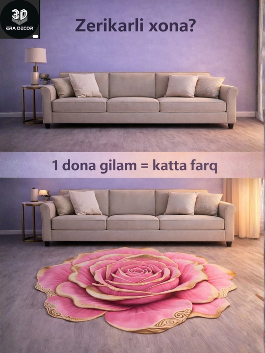 3D vannaga gilam, sirpanmaydigan gilamlar, bolalar uchun gilamcha, yumshoq gilamlar