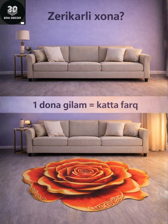 3D vannaga gilam, sirpanmaydigan gilamlar, bolalar uchun gilamcha, yumshoq gilamlar