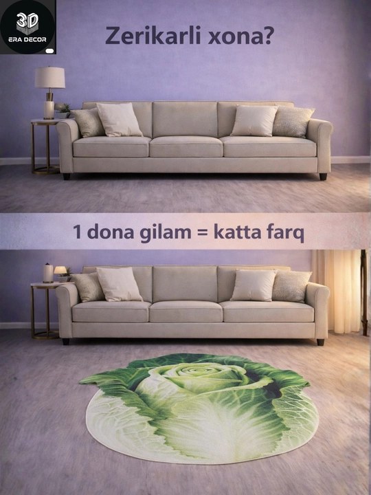 3D vannaga gilam, sirpanmaydigan gilamlar, bolalar uchun gilamcha, yumshoq gilamlar