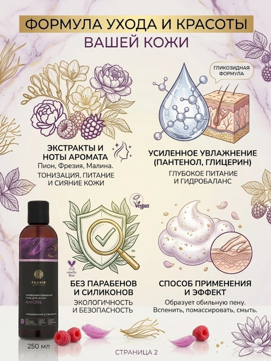 Гель для душа парфюмированный Fabrik Cosmetology Amore