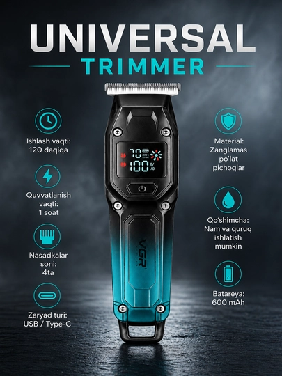 Professional trimmer, soch va soqol olish mashinasi, VGR-964 - 