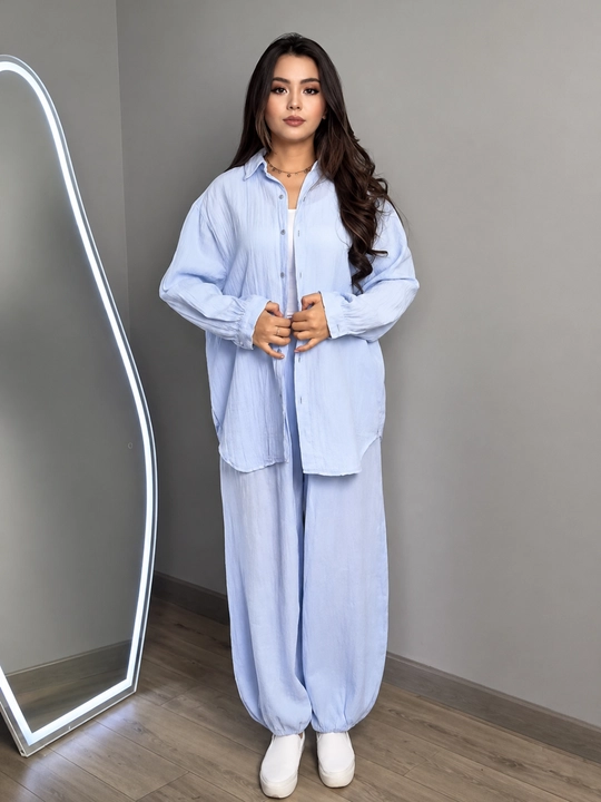 Ayollar uchun ko'ylak va shimlar, oversize, zamonaviy, kundalik, yoz uchun, muslim, dvoyka