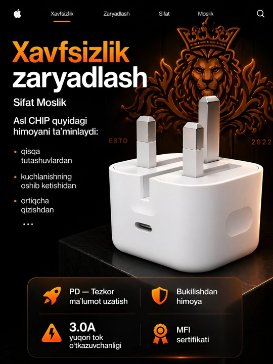 Зарядное устройство для iPhone, быстрая зарядка 20 Вт, с кабелем Type-C —Type-C