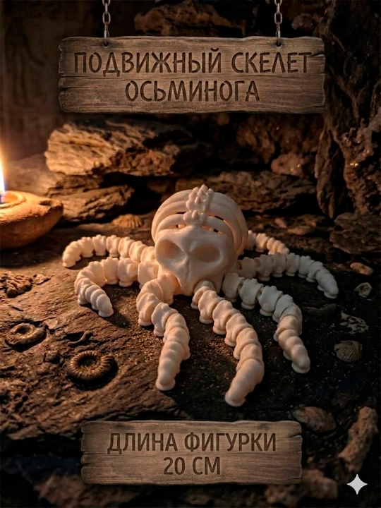 Скелеты. 3д фигурка. Подвижный паук краб и осьминог напечатанный на 3д принтере - 