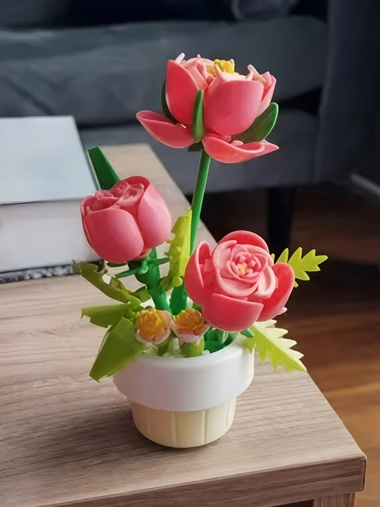 Конструктор 3D цветы, мини-лего, блочный конструктор, развивающая игрушка