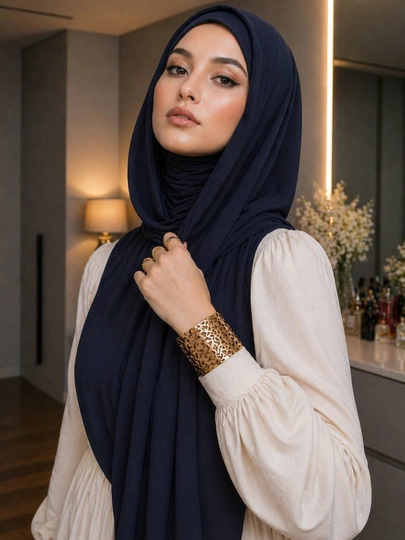 Набор из двух шифоновых хиджабов "Калифорния", 2в 1 Shifon sharf. Razmer 180*75 — HIJABST-SIFONSHARF-СИНМЕЛ