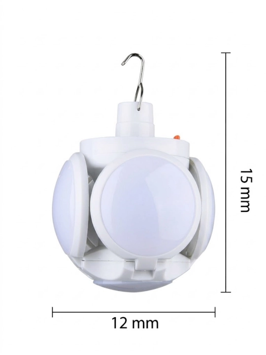 Quyoshli LED lampa, buklanadigan, 5 rejim, USB zaryad, ilgak bilan, kamping va uy uchun