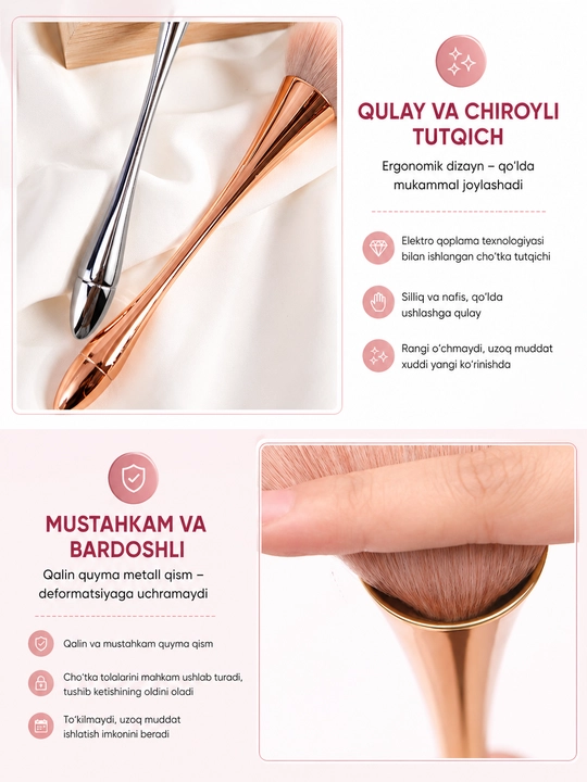Upa va rumyana uchun bo'yanish cho'tkasi, tasodifiy rangda