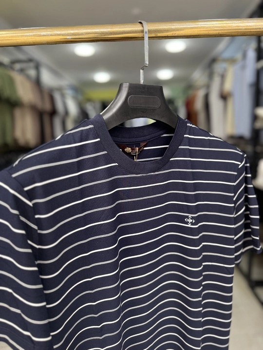 Erkaklar futbolkasi chiziqli, Misr paxtasidan, premium sifat, o‘lchamlar M–3XL