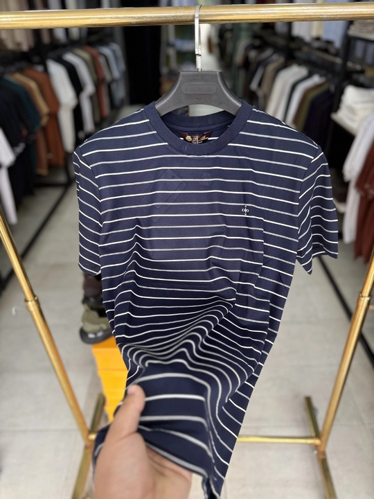 Erkaklar futbolkasi chiziqli, Misr paxtasidan, premium sifat, o‘lchamlar M–3XL