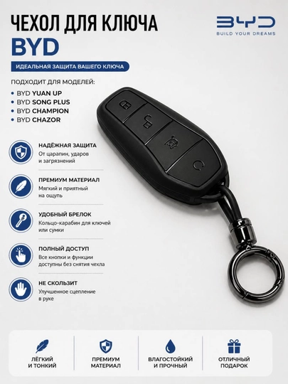 Силиконовый чехол для ключа автомобиля BYD защитный — AVTOLIT-BYDCHEX-ЧЕРН