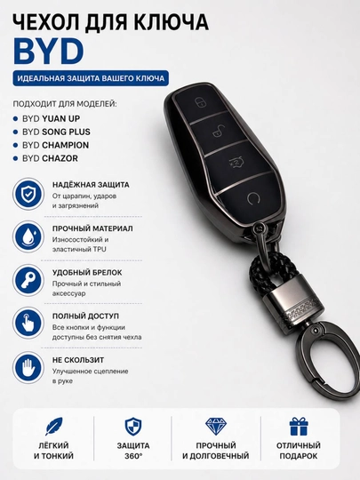Силиконовый чехол для ключа автомобиля BYD защитный — LITEAV-BYDCHIX-ШОКОЛ