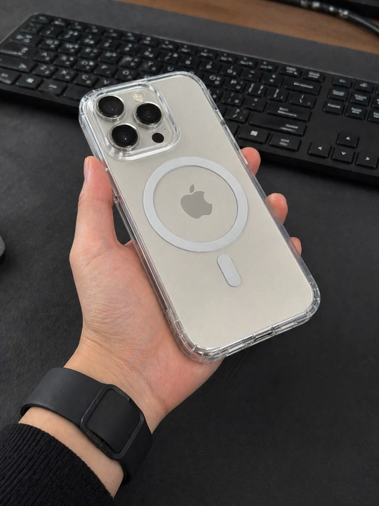 iPhone X–17 (Pro / Max) uchun MagSafe g‘ilof, shaffof, kamera himoyasi, zarbaga chidamli